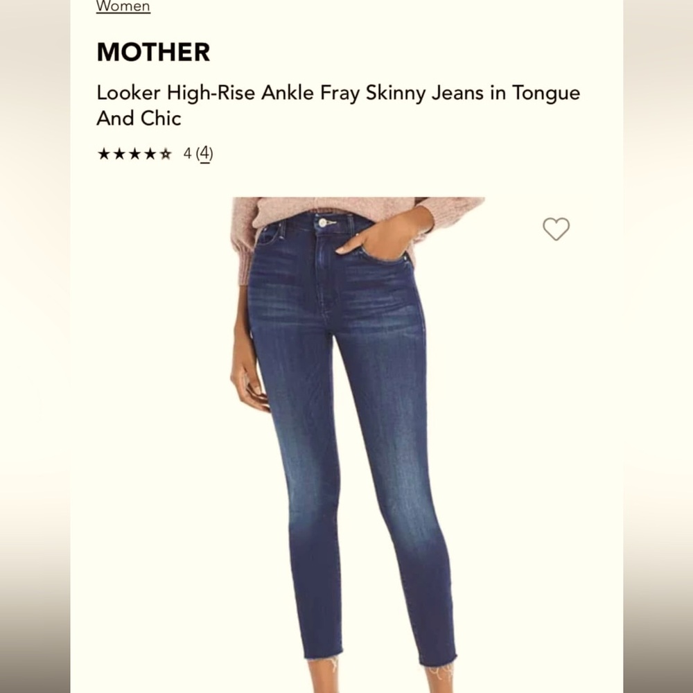 Mother High Rise Ankle Fray Skinny Jeans - Size 27